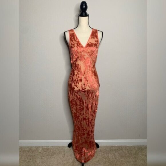 NWT Rollas Anthropologie Eliza Peach Sheer Midi/Maxi Dress - Picture 5 of 13